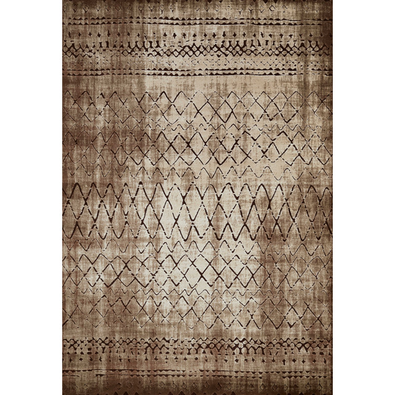 Union Rustic Jacklyn Power Loom Brown/White Rug Wayfair